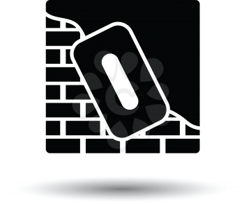 Icon of plastered brick wall . White background with shadow design. Vector illustration.