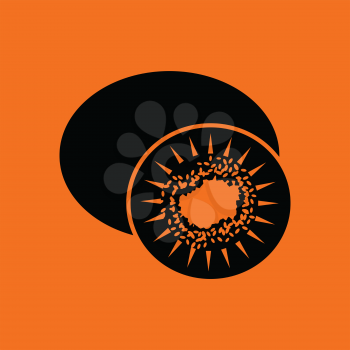 Kiwi icon. Orange background with black. Vector illustration.