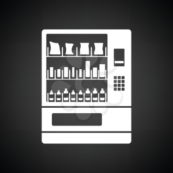  Food selling machine icon. Black background with white. Vector illustration.