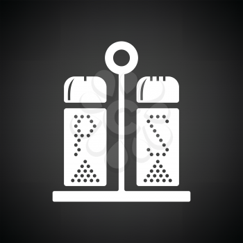 Pepper and salt icon. Black background with white. Vector illustration.