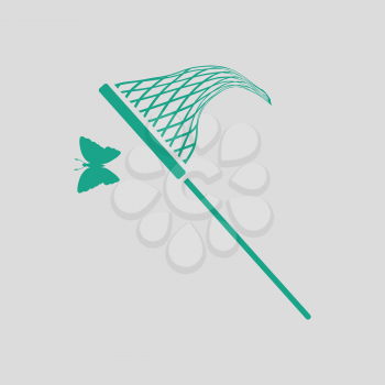 Butterfly net  icon. Gray background with green. Vector illustration.