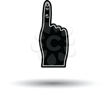 Fans foam finger icon. White background with shadow design. Vector illustration.