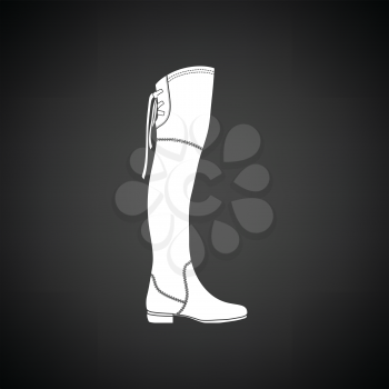 Hessian boots icon. Black background with white. Vector illustration.