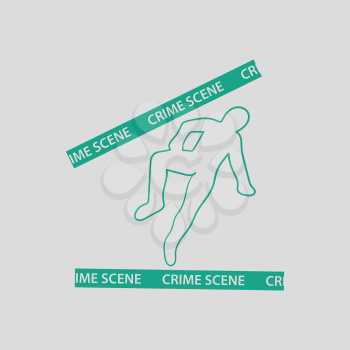 Crime scene icon. Gray background with green. Vector illustration.