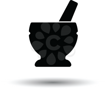 Mortar and pestle icon. White background with shadow design. Vector illustration.