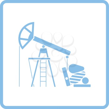 Oil pump icon. Blue frame design. Vector illustration.