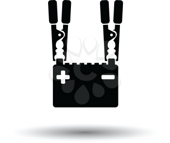 Car battery charge icon. White background with shadow design. Vector illustration.