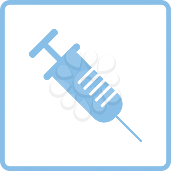 Syringe icon. Blue frame design. Vector illustration.