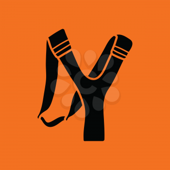 Hunting  slingshot  icon. Orange background with black. Vector illustration.