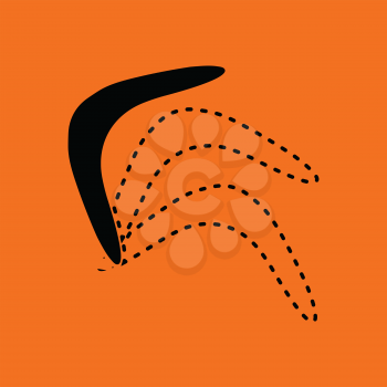 Boomerang  icon. Orange background with black. Vector illustration.