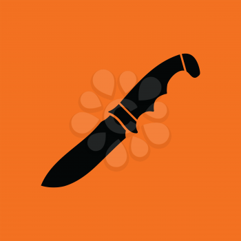Hunting knife icon. Orange background with black. Vector illustration.