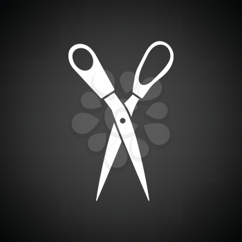 Tailor scissor icon. Black background with white. Vector illustration.