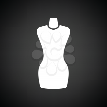 Tailor mannequin icon. Black background with white. Vector illustration.