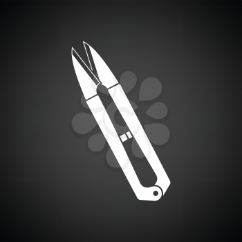 Seam ripper icon. Black background with white. Vector illustration.