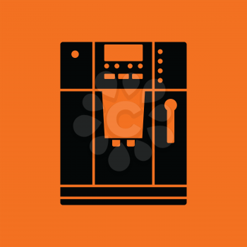 Kitchen coffee machine icon. Orange background with black. Vector illustration.
