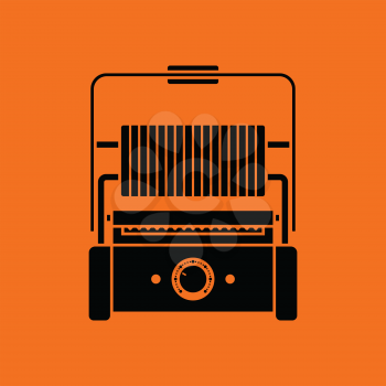 Kitchen electric grill icon. Orange background with black. Vector illustration.
