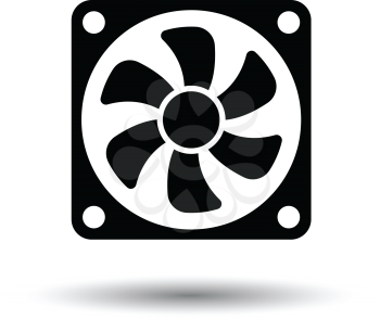 Fan icon. Black background with white. Vector illustration.