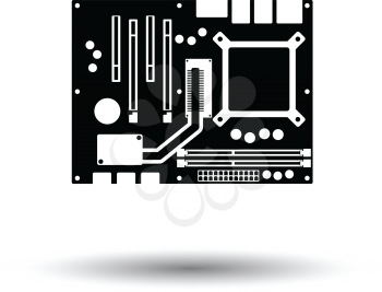 Motherboard icon. Black background with white. Vector illustration.