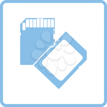 Memory card icon. Blue frame design. Vector illustration.