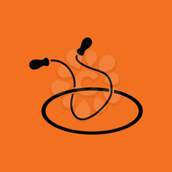 Jump rope and hoop icon. Orange background with black. Vector illustration.