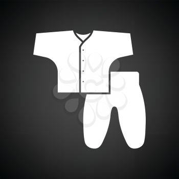 Baby wear icon. Black background with white. Vector illustration.