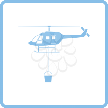 Fire service helicopter icon. Blue frame design. Vector illustration.