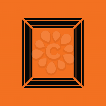 Picture frame icon. Orange background with black. Vector illustration.