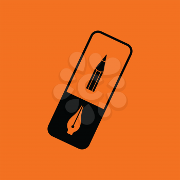 Eraser icon. Orange background with black. Vector illustration.