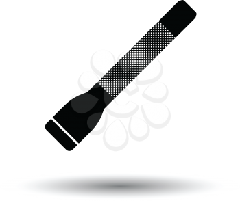 Police flashlight icon. White background with shadow design. Vector illustration.