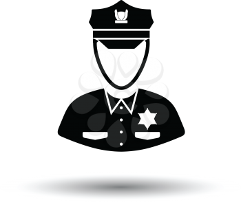 Policeman icon. White background with shadow design. Vector illustration.