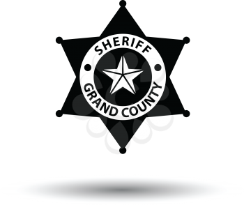 Sheriff badge icon. White background with shadow design. Vector illustration.