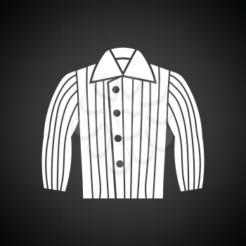 Dog trainig jacket icon. Black background with white. Vector illustration.