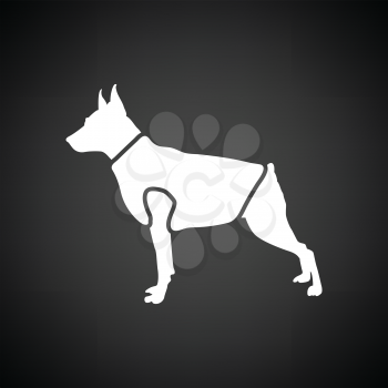Dog cloth icon. Black background with white. Vector illustration.