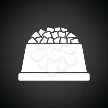 Dog food bowl icon. Black background with white. Vector illustration.