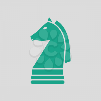 Chess horse icon. Gray background with green. Vector illustration.