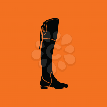 Hessian boots icon. Orange background with black. Vector illustration.