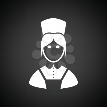 Hotel maid icon. Black background with white. Vector illustration.