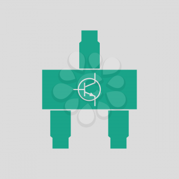 Smd transistor icon. Gray background with green. Vector illustration.