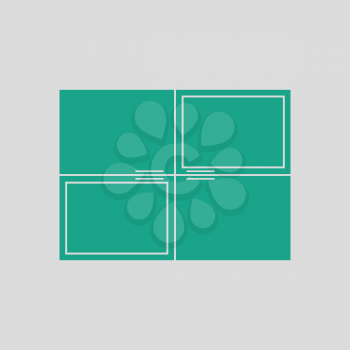 Wall cabinet icon. Gray background with green. Vector illustration.