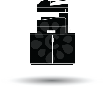 Copying machine icon. White background with shadow design. Vector illustration.