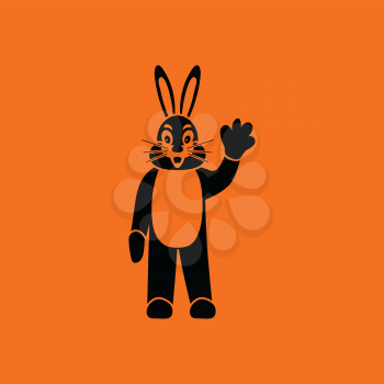 Hare puppet doll icon. Orange background with black. Vector illustration.