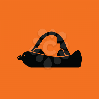 icon. Orange background with black. Vector illustration.