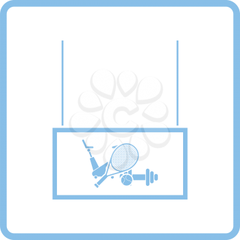 Sport goods market department icon. Blue frame design. Vector illustration.
