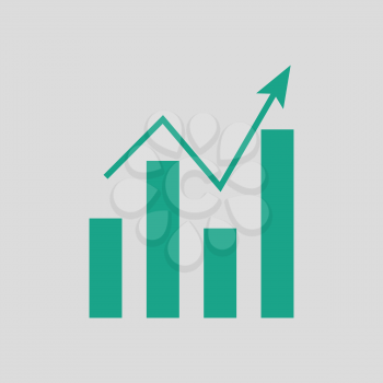 Analytics chart icon. Gray background with green. Vector illustration.