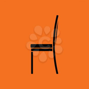 Modern chair icon. Orange background with black. Vector illustration.