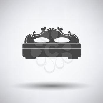 King-size bed icon on gray background, round shadow. Vector illustration.