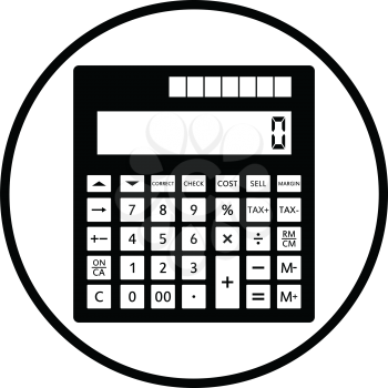 Statistical calculator icon. Thin circle design. Vector illustration.