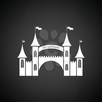 Amusement park entrance icon. Black background with white. Vector illustration.