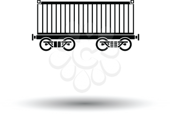 Railway cargo container icon. White background with shadow design. Vector illustration.