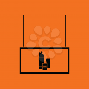 Household chemicals market department icon. Orange background with black. Vector illustration.